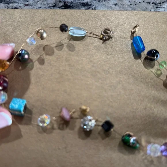 Multicolor Beaded Wire Necklace - Picture 5 of 7